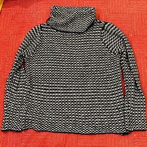 Zara Knits Women's large wool blend Black and White turtleneck Sweater